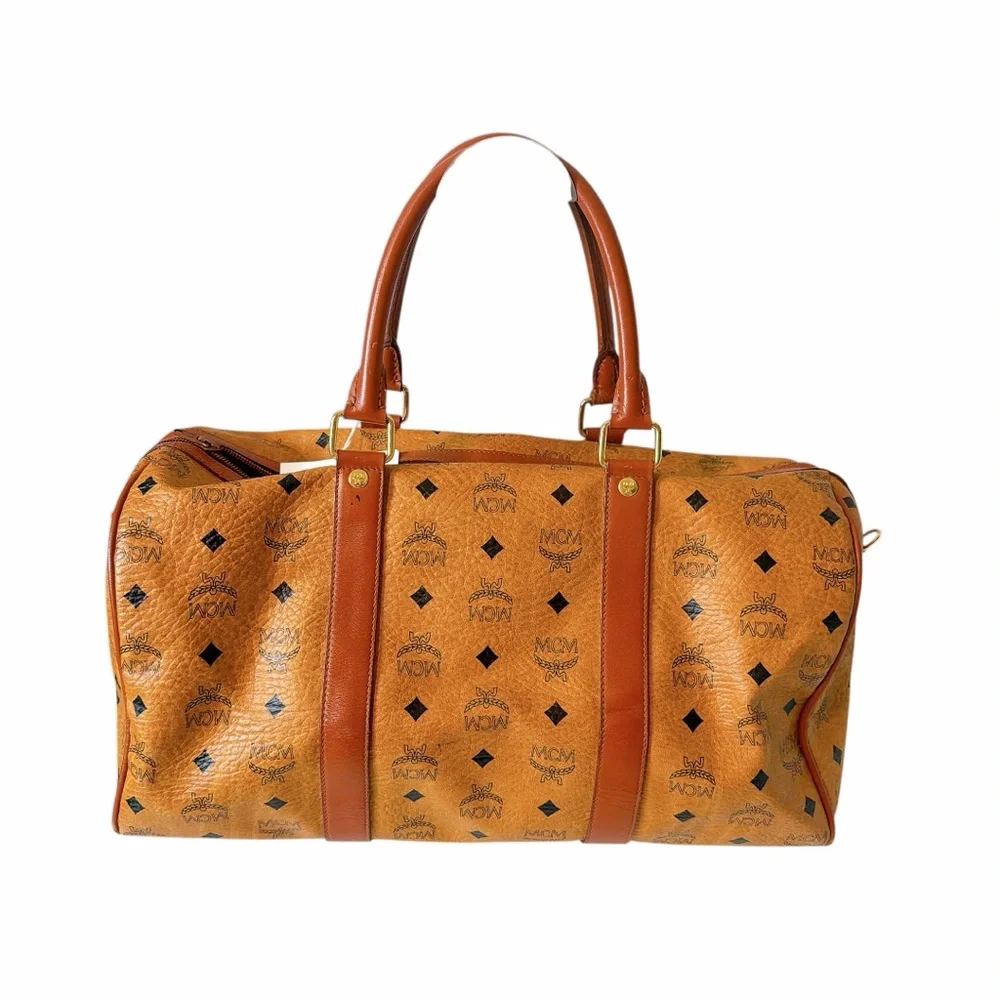 MCM Tan Cognac Monogram Travel Duffel - Picture 2 of 6